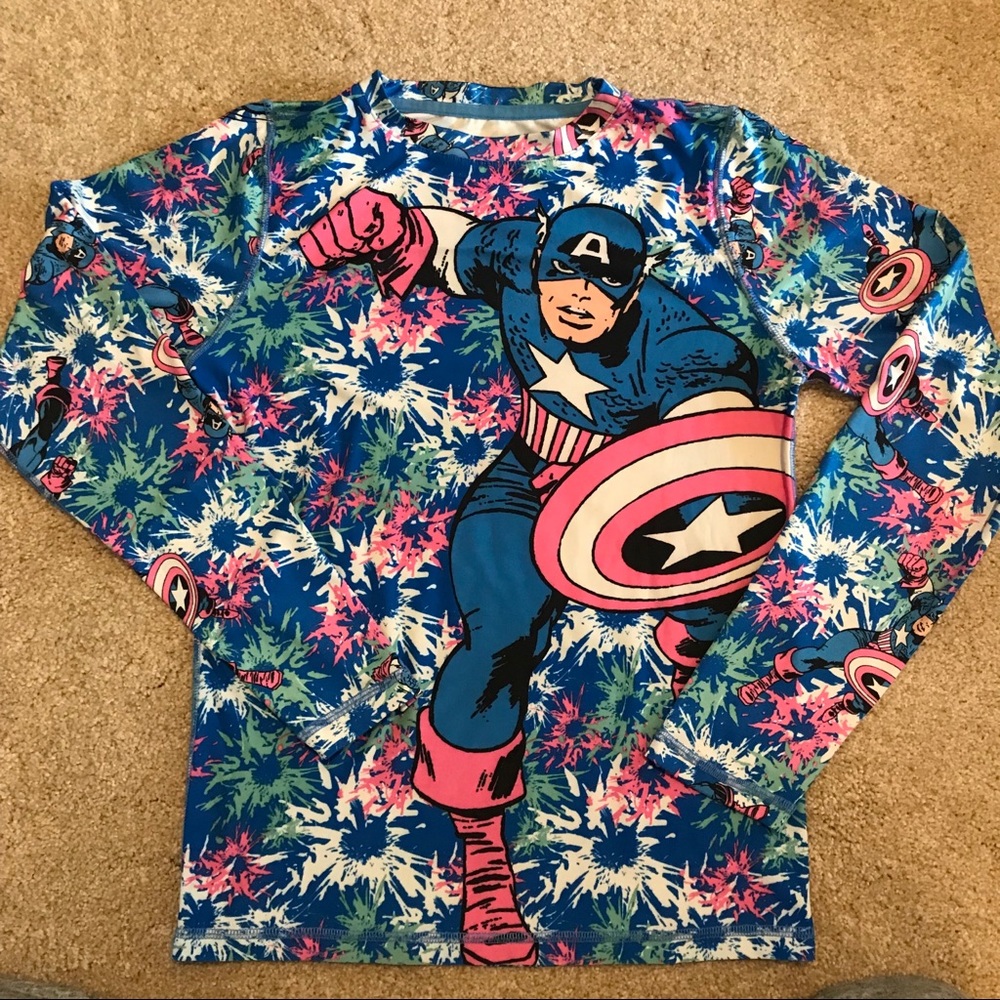 Marvel Captain America Long Sleeve Workout Shirt